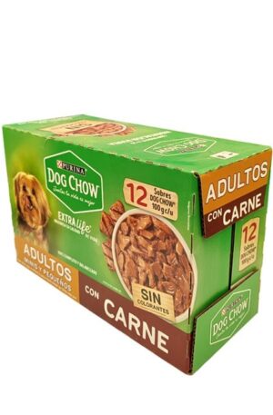 12 pack sobre Dog Chow adulto raza pequeña sabor carne