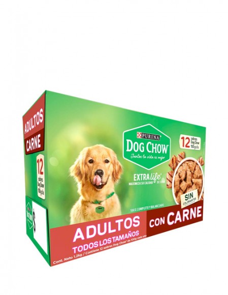 12 pack sobre Dog Chow adulto sabor carne