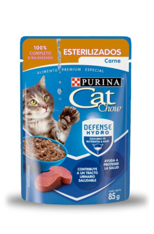 Cat Chow sobre esterilizado sabor carne (caja 24 pz)