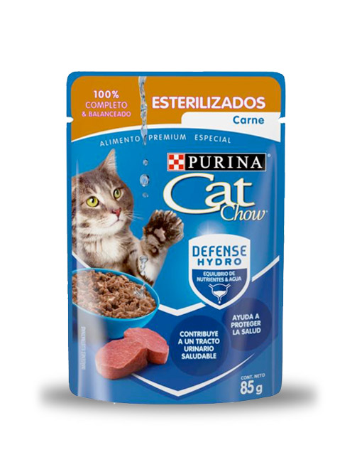 CatChowSobreEstCarne Cat Chow sobre esterilizado sabor carne (caja 24 pz)