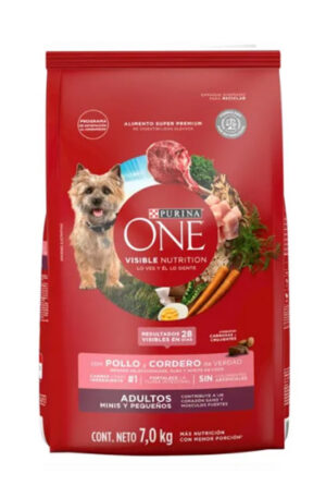 Purina One adulto minis y pequeños cordero 7 kg
