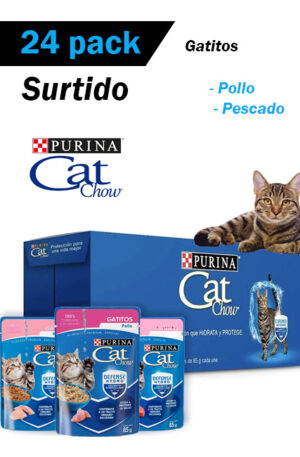 Cat chow sobre gatitos - caja surtida (sabor pollo y pescado - 24 piezas)