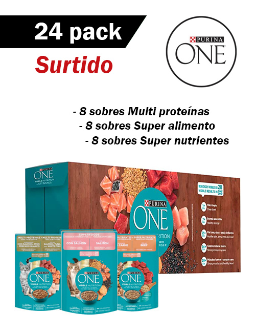 Purina One gato - sobre surtido (caja 24 pzs)