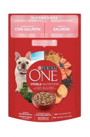 Purina One Perro sobre super alimento salmón adultos y cachorros (caja con 24 pz)