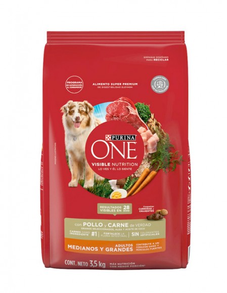 Purina One adulto raza grande carne 7 kg