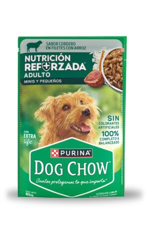 Sobre Dog Chow nutrición reforzada adulto minis y pequeños - cordero/arroz (caja 24 pz)