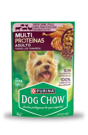 Sobre Dog Chow multiproteínas adulto todos los tamaños - carne, pollo, cerdo, pavo y pescado. (caja 24 pz)