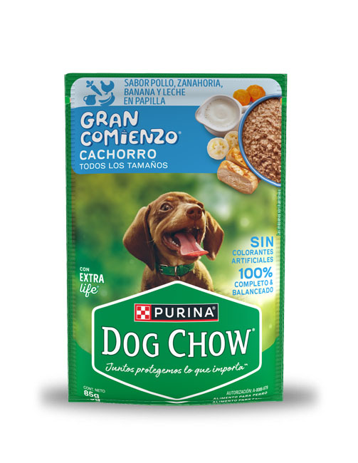 SObreDCCachorroPolloBanana Sobre Dog Chow gran comienzo cachorro - pollo, zanahoria, banana y leche (caja 24 pz)