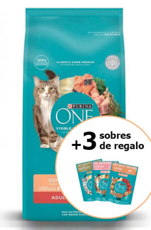 Purina One Gato adulto salmón 7 kg + 3 sobres de regalo