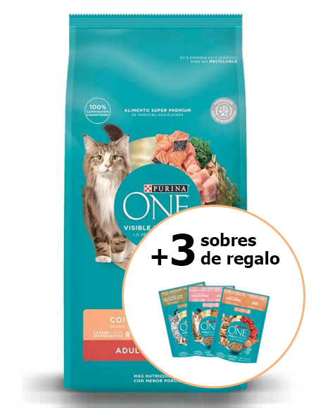 Purina One Gato adulto salmón 7 kg + 3 sobres de regalo